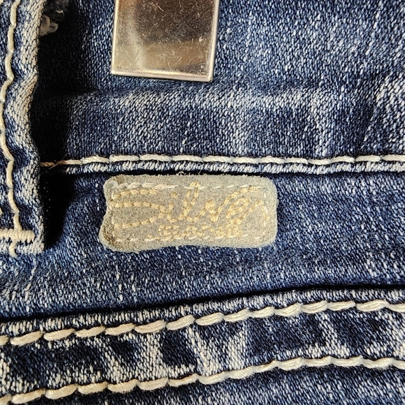 Silver Suki Jean Capris Factory Fade 5 Pocket 25.5" Inseam Blue Size 30W - Picture 13 of 16